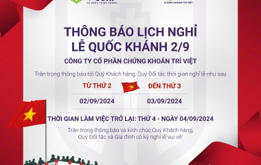 TVB THÔNG BÁO LỊCH NGHỈ LỄ QUỐC KHÁNH 2/9/2024